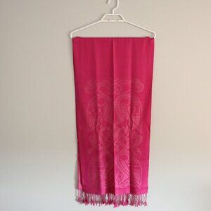 Patrick Francis 100% Wool Pink Long Fringe Warm Scarf Shawl